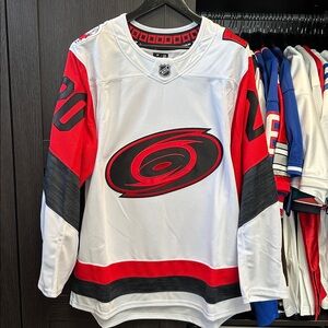 Sebastian Aho Carolina Hurricanes Fanatics Away Premium Jersey - White